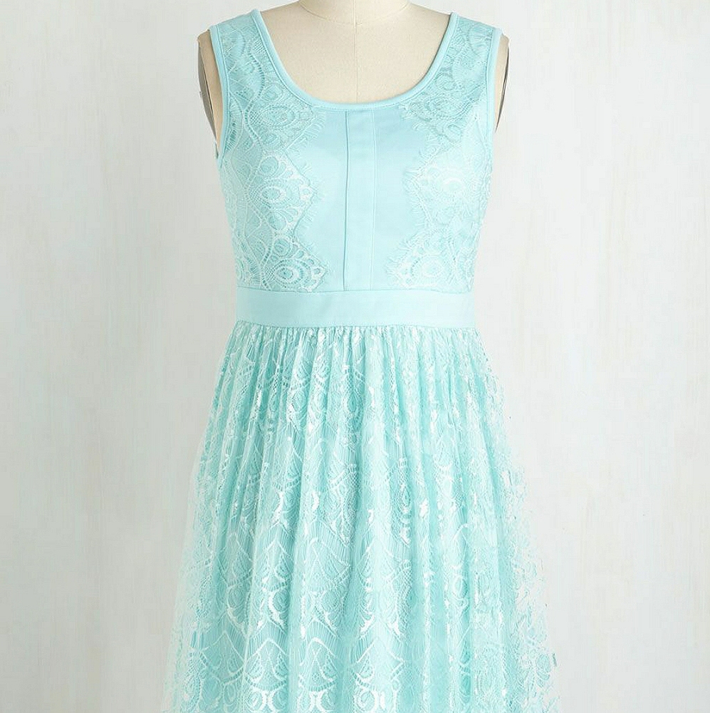 Modcloth Aquamarine Biologist mint lace dress